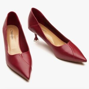 C.Paravano Pointy Kitten Heels Wedding Shoes Dressy Low Heel Work Casual